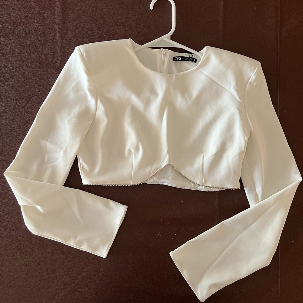 Zara Cropped Blouse with Rhinestones